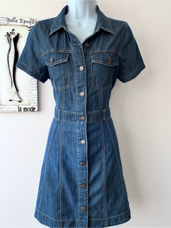 Express Dresses & Skirts - Express Blue Denim Short Sleeve 100% Cotton Shirt Dress Size S